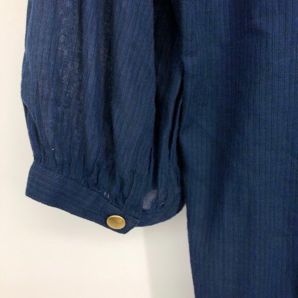 Wilfred Aritzia Navy Blue 3/4  balloon sleeve gold studded scoop neckline tunic - Picture 6 of 15